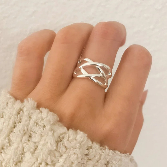 925 Sterling Silver Wide Ring Band Chunky Ring Band Minimalist Ring Thick Ring - Picture 2 of 10